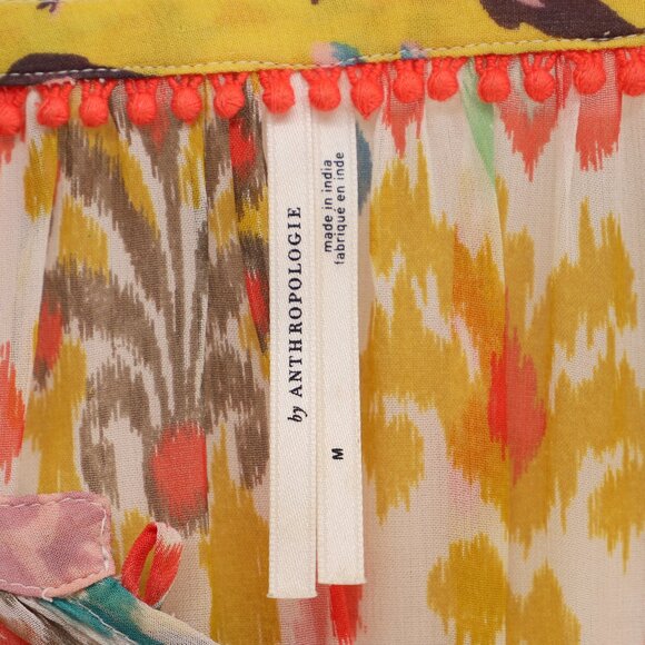 ANTHROPOLOGIE Maureen Babydoll Tiered Tunic Blouse Boho Colorful Size M - Picture 9 of 10